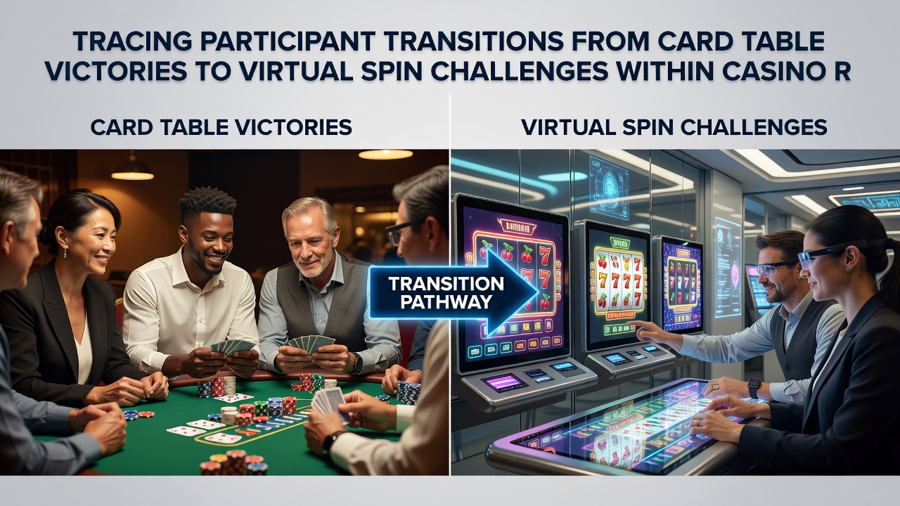 Digital interface showing loyalty points converting from table games to virtual slots challenges